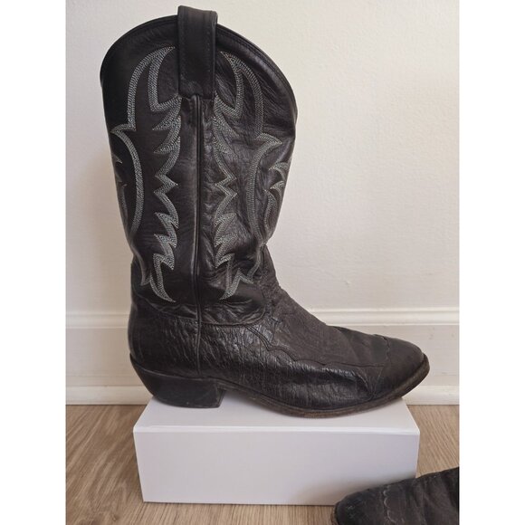 Tony Lama Y2060 Black Leather Embroidery Western Cowboy Pull On Mens Boots 11 D - Picture 3 of 12